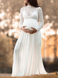 Beaumama robes de séance photo grossesse Élégant broderie anglaise plissé femme enceinte