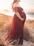 Beaumama robes photo longue grossesse élégant baby shower dentelle transparent volants queue femme enceinte