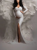 Beaumama robes photo longue grossesse élégant enceinte shooting fendu le côté sirene queue femme enceinte