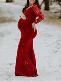 Beaumama robes photo longue grossesse élégant baby shower dentelle sirene moulante femme enceinte