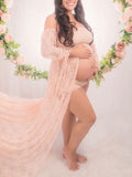 Beaumama robes photo longue grossesse élégant enceinte shooting dentelle transparent fente avant femme enceinte