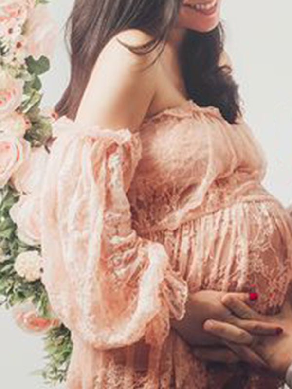 Beaumama robes photo longue grossesse élégant enceinte shooting dentelle transparent fente avant femme enceinte