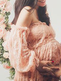 Beaumama robes photo longue grossesse élégant enceinte shooting dentelle transparent fente avant femme enceinte