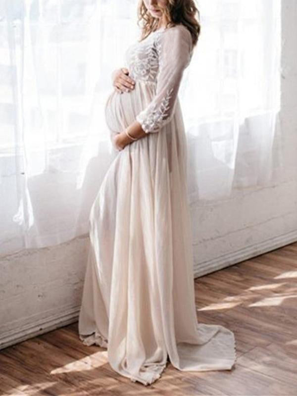 Beaumama robe longue de grossesse photo shooting fendu pour babyshower  maternité femme enceinte – beaumama