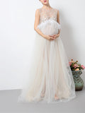 Beaumama robes longue grossesse élégant enceinte shooting plume tulle queue femme enceinte