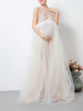 Beaumama robes longue grossesse élégant enceinte shooting plume tulle queue femme enceinte