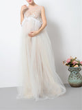 Beaumama robes longue grossesse élégant enceinte shooting plume tulle queue femme enceinte