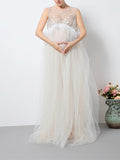 Beaumama robes longue grossesse élégant enceinte shooting plume tulle queue femme enceinte
