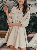 Beaumama robe allaitement grossesse élégant poches coulisse taille boutonnage col revers manches longues femme enceinte