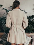 Beaumama robe allaitement grossesse élégant poches coulisse taille boutonnage col revers manches longues femme enceinte