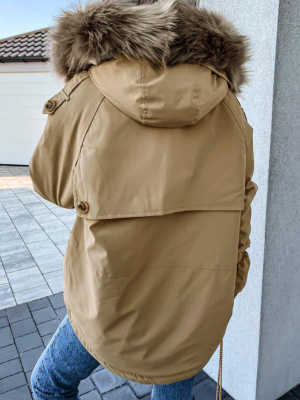 Beaumama doudoune pelzkragen poches capuche oversize manteau d'hiver femme enceinte