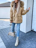 Beaumama doudoune pelzkragen poches capuche oversize manteau d'hiver femme enceinte