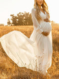 Beaumama robes photo longue grossesse Ceinture Manches longues baby shower femme enceinte