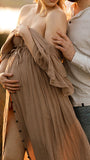 Beaumama robes photo longue grossesse mousseline Boutonnage baby shower femme enceinte