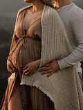 Beaumama robes photo longue grossesse mousseline Boutonnage baby shower femme enceinte