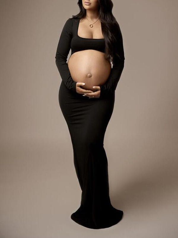 Beaumama robe photo longue grossesse élégant enceinte shooting moulante découpe femme enceinte