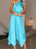 Beaumama robes longue grossesse Élégant Épaule asymétrique plissé femme enceinte