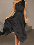 Beaumama robes longue grossesse Élégant Épaule asymétrique plissé femme enceinte