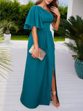 Beaumama robes longue grossesse soirée élégant volants fendu le côté asymétrique femme enceinte