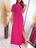 Beaumama robes longue grossesse soirée élégant volants fendu le côté asymétrique femme enceinte