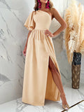 Beaumama robes longue grossesse soirée élégant volants fendu le côté asymétrique femme enceinte