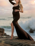 Beaumama robes longue photo grossesse baby shower élégant moulante fendu le côté dos nu femme enceinte