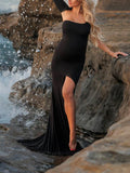 Beaumama robes longue photo grossesse baby shower élégant moulante fendu le côté dos nu femme enceinte