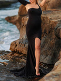 Beaumama robes longue photo grossesse baby shower élégant moulante fendu le côté dos nu femme enceinte
