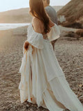 Beaumama robes de séance photo grossesse Élégant loose dentelle fendu le côté V-cou femme enceinte