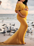 Beaumama robes photo longue grossesse élégant enceinte shooting volants moulante queue femme enceinte