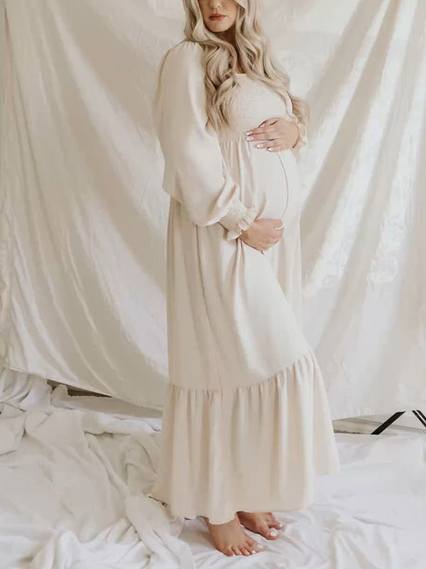 Beaumama robes photo longue grossesse élégant baby shower enceinte shooting volants fluide femme enceinte