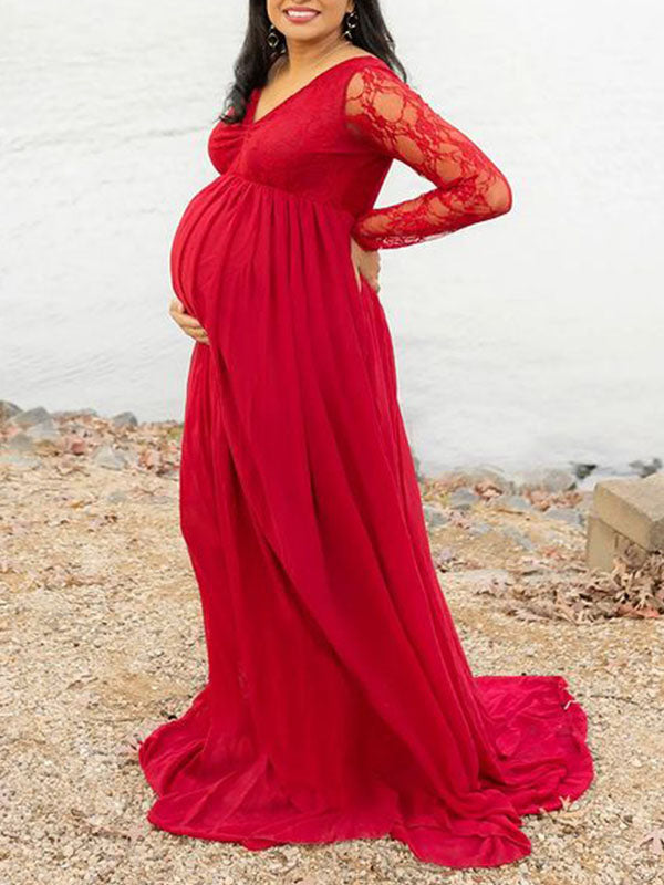 Beaumama robes photo longue grossesse élégant enceinte shooting dentelle fluide queue femme enceinte