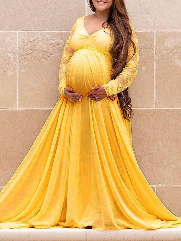 Beaumama robes photo longue grossesse élégant enceinte shooting dentelle fluide queue femme enceinte