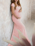 Beaumama robes de séance photo grossesse soirée Élégant dentelle sirene v-cou femme enceinte