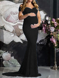 Beaumama robes de séance photo grossesse soirée Élégant dentelle sirene v-cou femme enceinte
