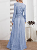 Beaumama robes longue soiré grossesse Élégant v-cou plissé paillettes croisé ceinture femme enceinte