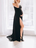 Beaumama robes longue grossesse élégant soirée enceinte shooting fendu le côté queue spaghettiträger femme enceinte