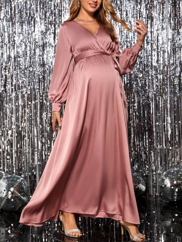 Beaumama robes longue grossesse élégant soirée casual enceinte shooting baby shower ceinture fluide femme enceinte