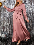 Beaumama robes longue grossesse élégant soirée casual enceinte shooting baby shower ceinture fluide femme enceinte