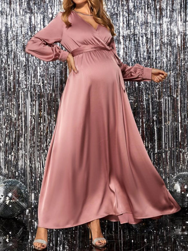 Beaumama robe longue de grossesse photo shooting fendu pour babyshower  maternité femme enceinte – beaumama