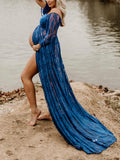 Beaumama robes photo longue grossesse élégant enceinte shooting dentelle transparent fente avant femme enceinte