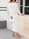 Beaumama robes moulante longue grossesse élégant soirée cocktail noël perle plume femme enceinte