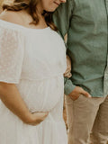 Beaumama robes photo longue grossesse élégant baby shower ceinture volants pois femme enceinte