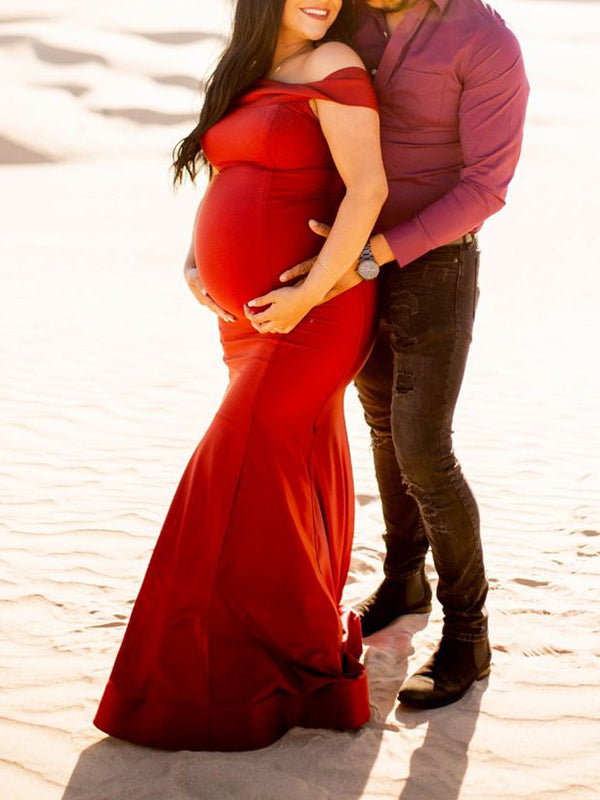 Beaumama robes photo longue grossesse élégant baby shower soirée volants sirene moulante femme enceinte
