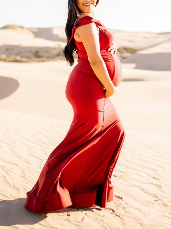 Beaumama robes photo longue grossesse élégant baby shower soirée volants sirene moulante femme enceinte