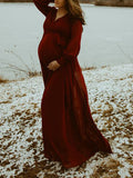 Beaumama robes photo longue grossesse élégant baby shower ceinture fendu le côté femme enceinte