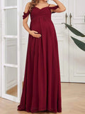 Beaumama robes longue grossesse élégant soirée mariée plissé fluide queue femme enceinte