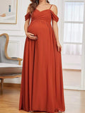 Beaumama robes longue grossesse élégant soirée mariée plissé fluide queue femme enceinte