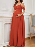 Beaumama robes longue grossesse élégant soirée mariée plissé fluide queue femme enceinte