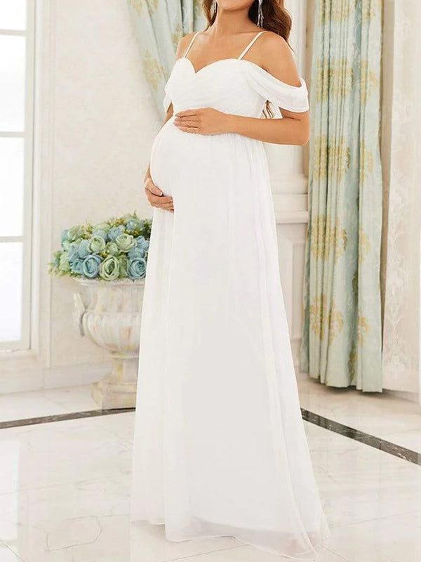 Beaumama robes longue grossesse élégant soirée mariée plissé fluide queue femme enceinte